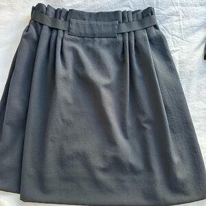Chloe Gray Pleated Bubble Midi Skirt for Work
